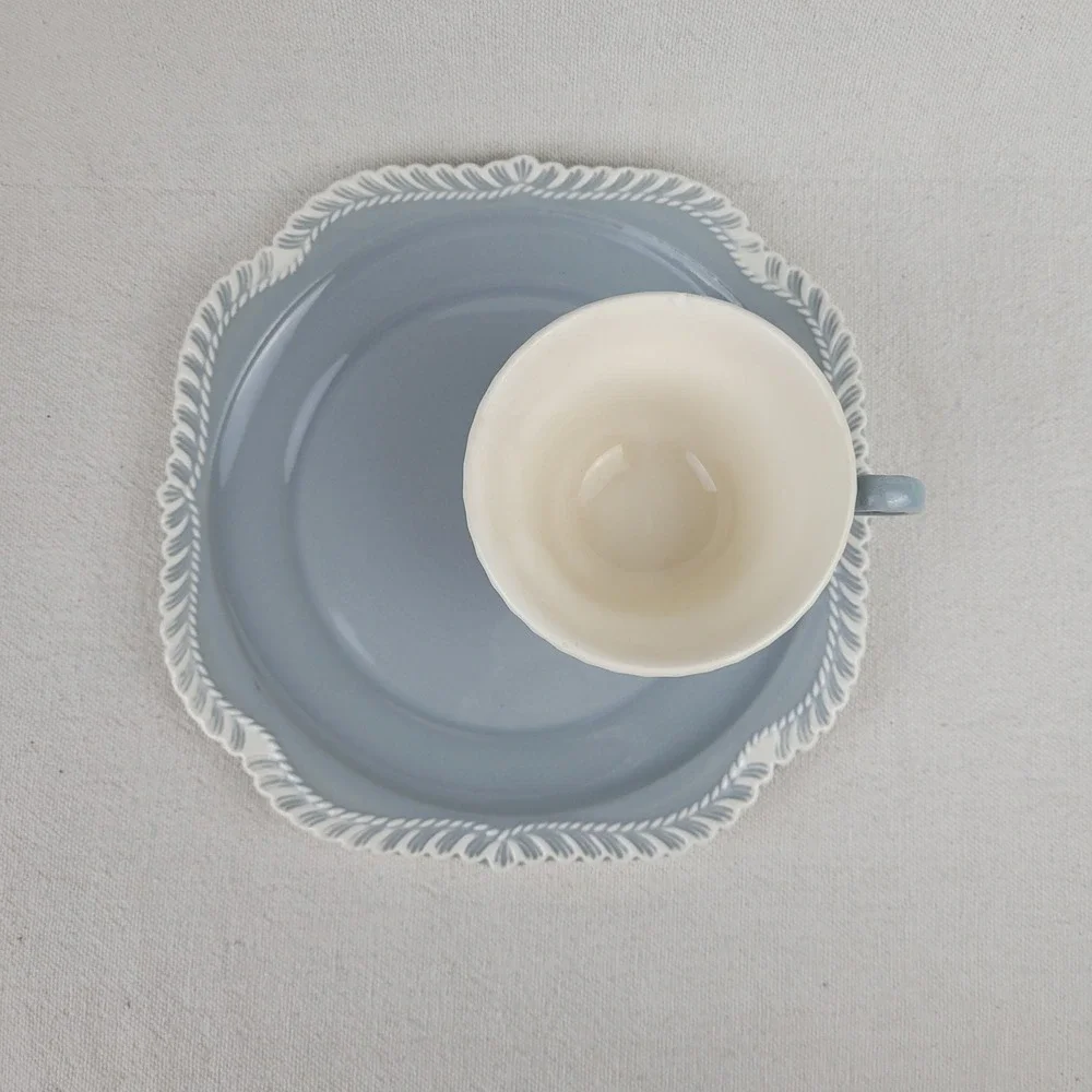 Vintage Harker Pottery Ware‎ Gray Snack Set Cup and Plate
